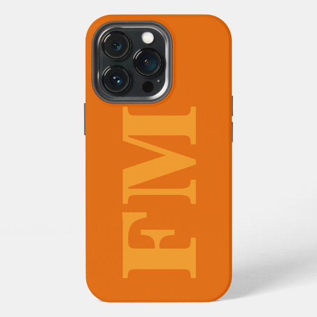 Coque iPhone Monogramme Initiales Minimal Gras Orange Jaune (Dos)