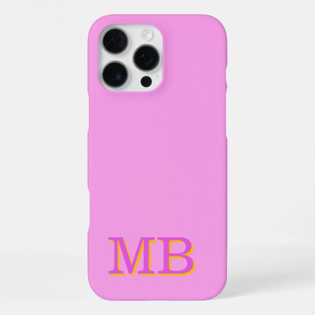 Coque iPhone monogramme initiales nom uniques rose  (Verso)