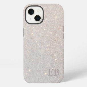 Etui iPhone 13 Monogramme Initiales Subtil Paillettes Crème Bohèm
