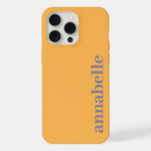 Coque iPhone 15 Pro Max Monogramme latéral Nom Jaune & Bleu Minimaliste
