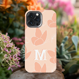 Etui iPhone 13 Pro Max Monogramme M Moderne Apricot Peach Motif papillon