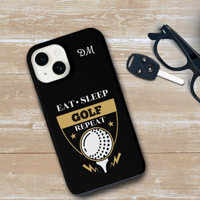 Coque iPhone Monogramme Manger Dormir Golf Répéter (Créateur téléchargé)