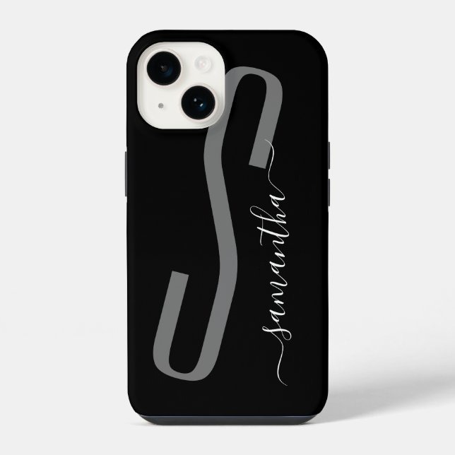 Coque iPhone Monogramme manuscrit moderne (Verso)