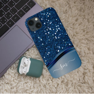 Coque iPhone 12 Monogramme manuscrit Parties scintillant en métal