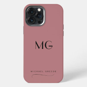 Etui iPhone 13 Pro Max Monogramme Mauve Minimaliste Avec Nom