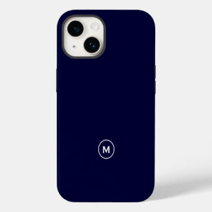 Coque Pour iPhone 14 Monogramme minimal bleu marine