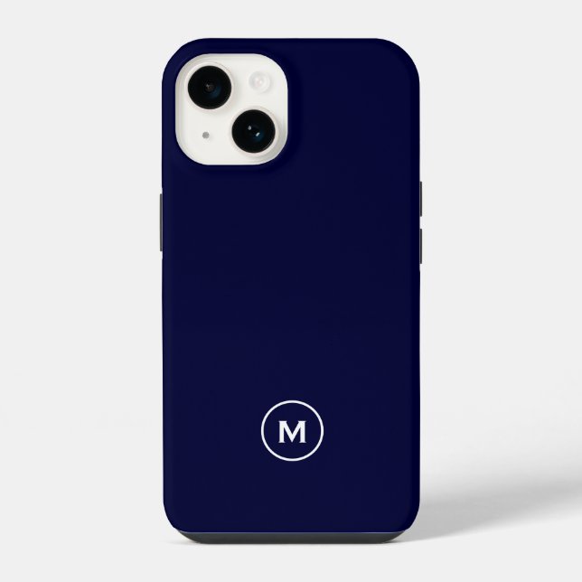 Coque iPhone Monogramme minimal bleu marine (Verso)