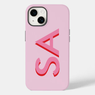 Coque Pour iPhone 14 Monogramme minimal initial de giron rose moderne