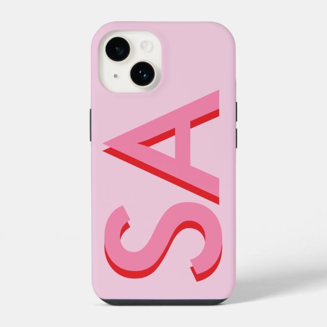 Coque iPhone Monogramme minimal initial de giron rose moderne (Verso)