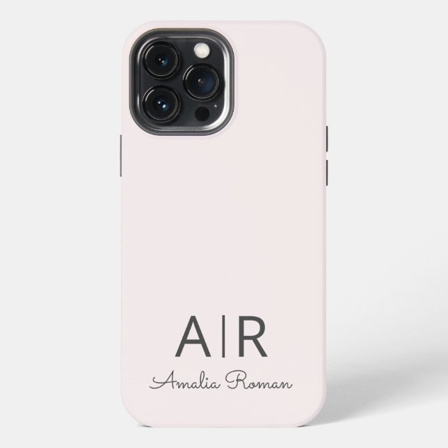 Coque iPhone Monogramme minimal initial et nom Pastel rose (Verso)