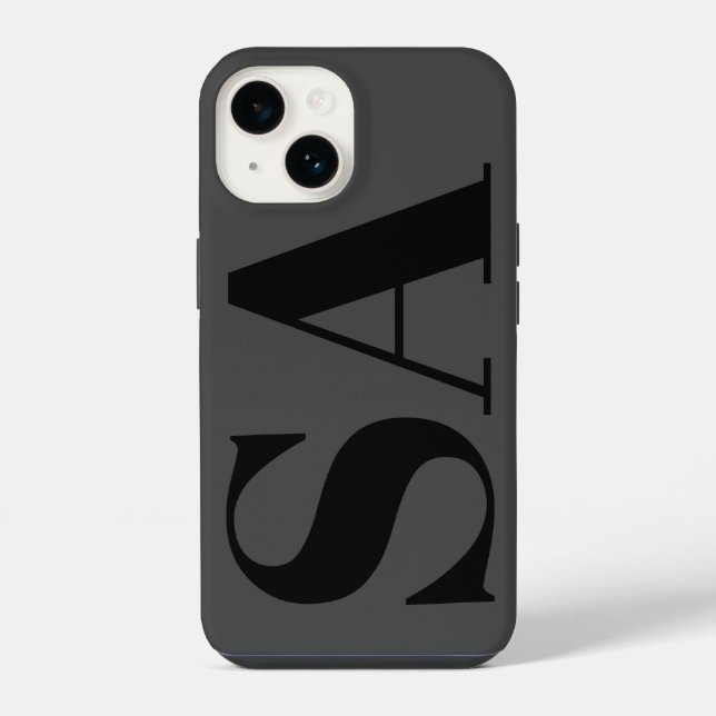 Coque iPhone monogramme minimal noir moderne (Verso)