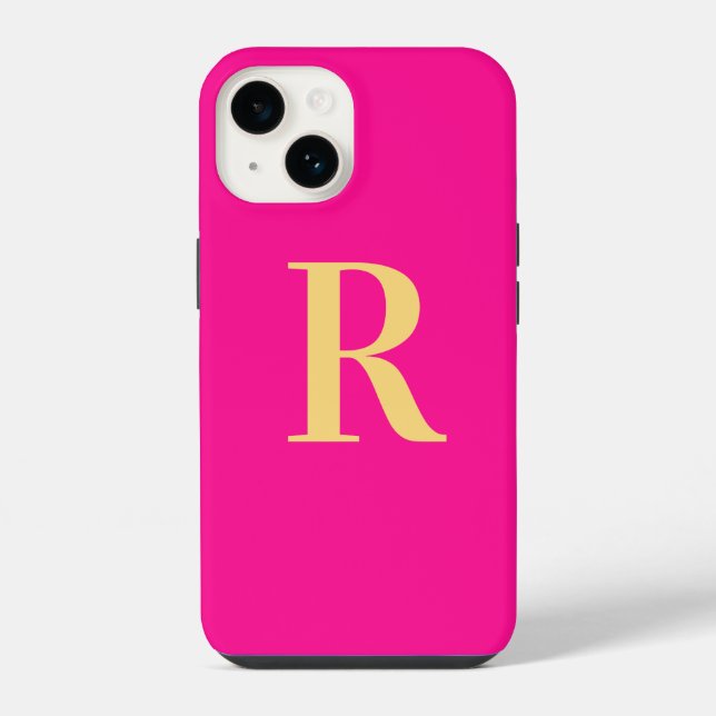Coque iPhone Monogramme minimal rose chaud moderne (Verso)