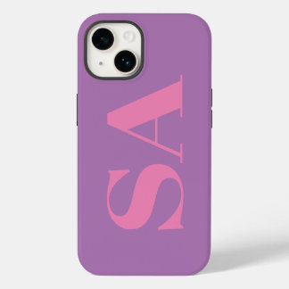 Coque Pour iPhone 14 Monogramme minimal rose moderne