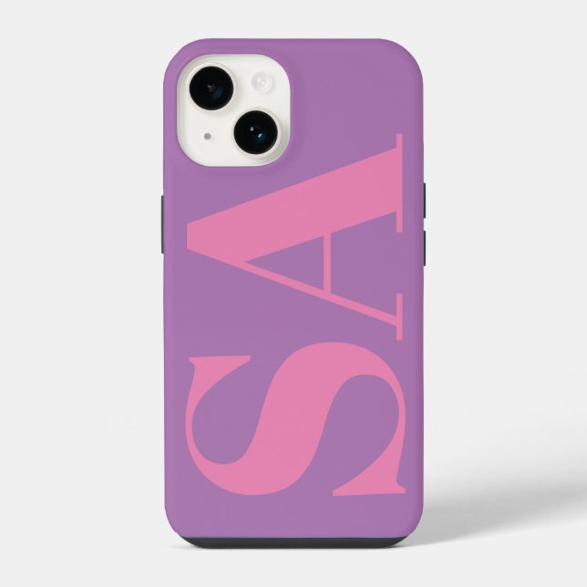 Coque iPhone Monogramme minimal rose moderne (Verso)