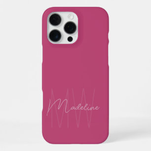 Coque iPhone 16 Pro Max Monogramme Minimaliste Moderne Rose