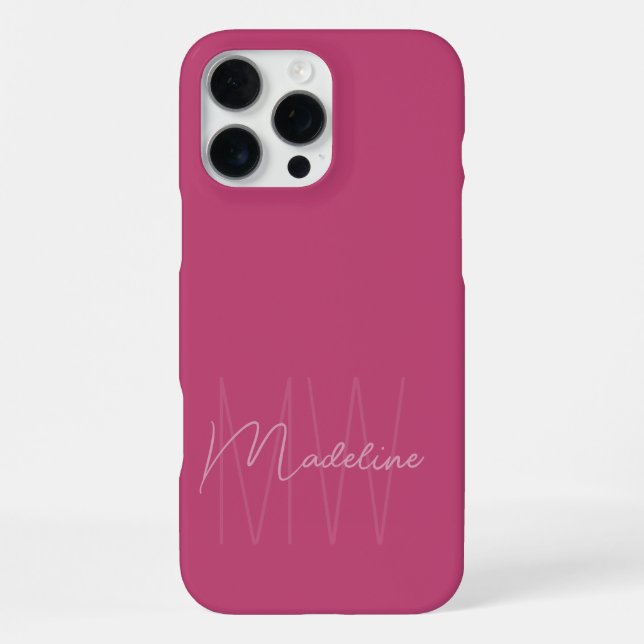 Coque iPhone Monogramme Minimaliste Moderne Rose (Verso)