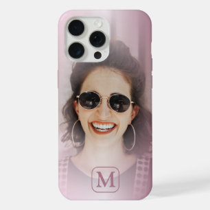 Coque iPhone 15 Pro Max Monogramme Moderne à Une Photo avec Dégradé Rose P