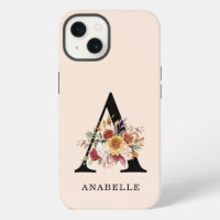 Monogramme moderne Automne Automne Aquarelle Flore