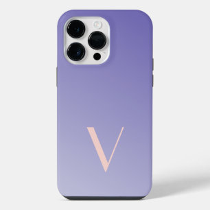 Coque Pour Pour iPhone 14 Pro Max Monogramme moderne de lavande à dégradé minimal pe