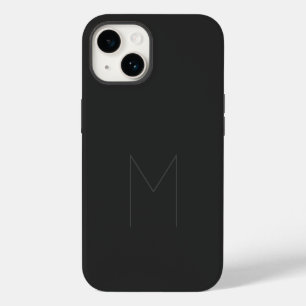Coque Pour iPhone 14 Monogramme moderne gras noir gris votre nom initia