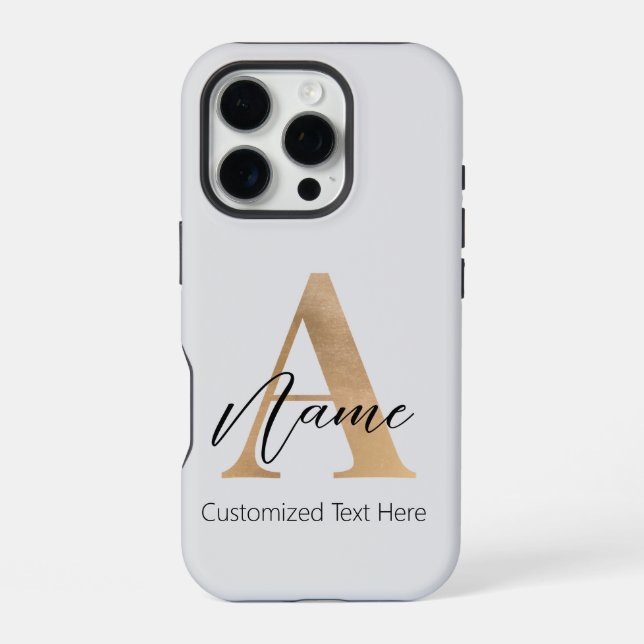 Coque iPhone Monogramme moderne Initiale A & Nom Personnalisé (Verso)