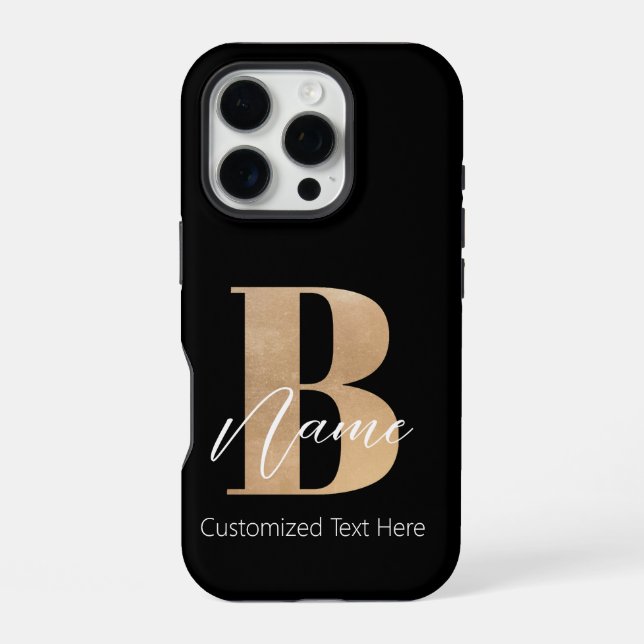 Coque iPhone Monogramme moderne Initiale B & Nom Personnalisé (Verso)