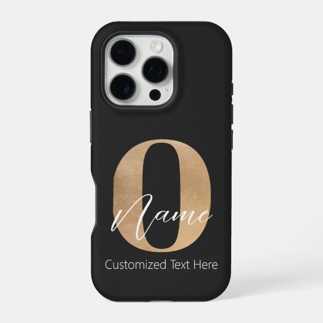 Coque iPhone Monogramme Moderne Initiale O & Nom Personnalisé (Verso)