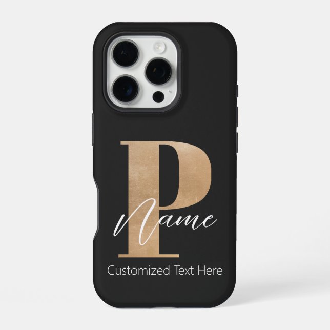 Coque iPhone Monogramme moderne Initiale P & Nom Personnalisé (Verso)