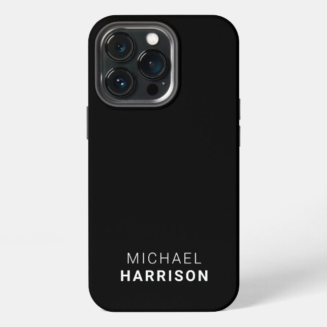 Coque iPhone Monogramme Moderne Minimaliste Noir (Dos)