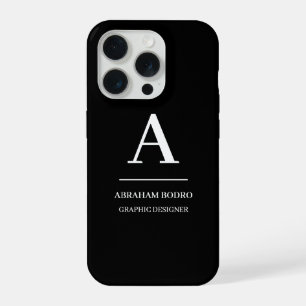 Coque iPhone 15 Pro Monogramme Moderne Minimaliste Noir et Blanc