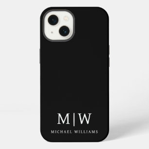 Etui iPhone 13 Monogramme Moderne Minimaliste Noir et Blanc