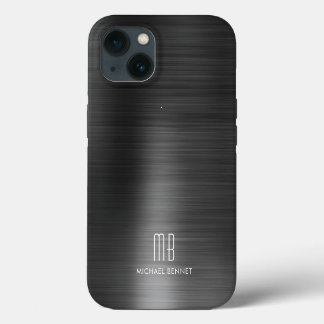 Etui iPhone 13 Monogramme Moderne Noir