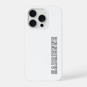 Coque iPhone 15 Pro Monogramme Moderne Noir Blanc Contour Nom