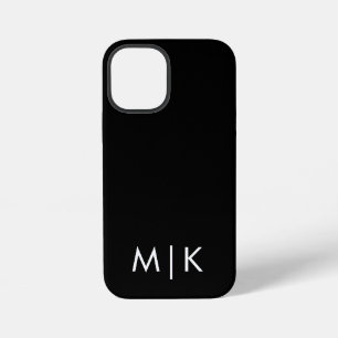 Coque iPhone 12 Mini Monogramme Moderne Noir et Blanc