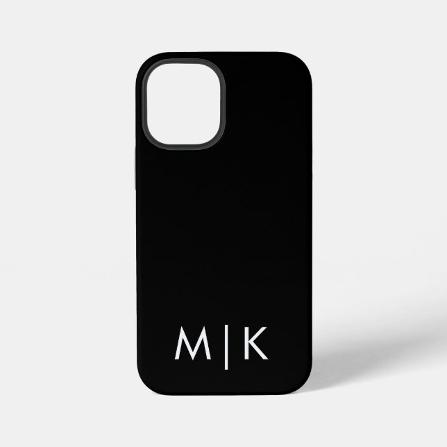 Coque iPhone  Monogramme Moderne Noir et Blanc  (Verso)