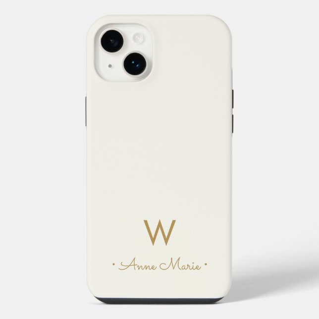 Coque iPhone Monogramme Moderne Or Écriture Script (Verso)