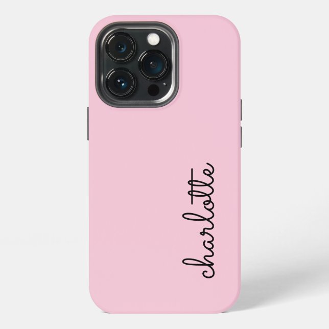 Coque iPhone Monogramme Moderne Simple Rose Pâle de Style Scrip (Dos)