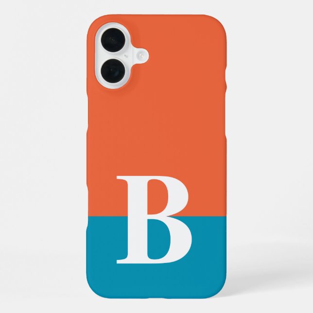 Coque iPhone Monogramme Monogrammé Simple Moderne Orange Bleu (Verso)