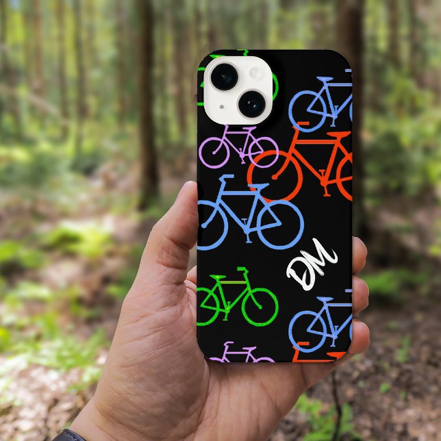 Coque iPhone Monogramme Motif de bicyclettes lumineuses (Créateur téléchargé)