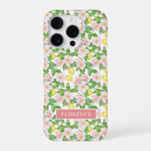 Coque iPhone 16 Pro Monogramme Motif de citron rose