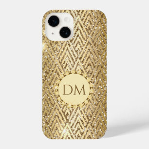 Coque Pour iPhone 14 Monogramme Motif de diamant géométrique Glitterie