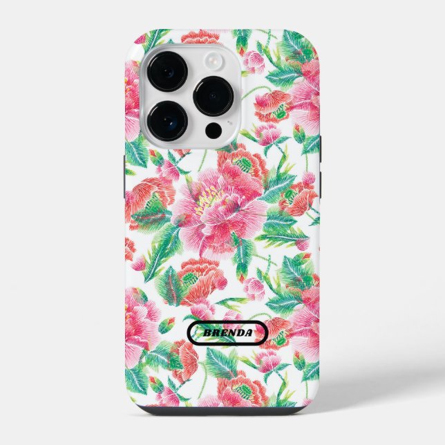 Coque iPhone Monogramme Motif Fille Rose (Verso)