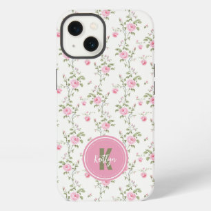 Etui iPhone 13 Monogramme Motif Fleurs Roses Roses Élégantes