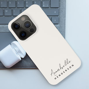 Coque iPhone 15 Pro Monogramme Neutre Moderne Minimaliste Élégant