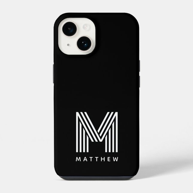 Coque iPhone Monogramme noir blanc (Verso)