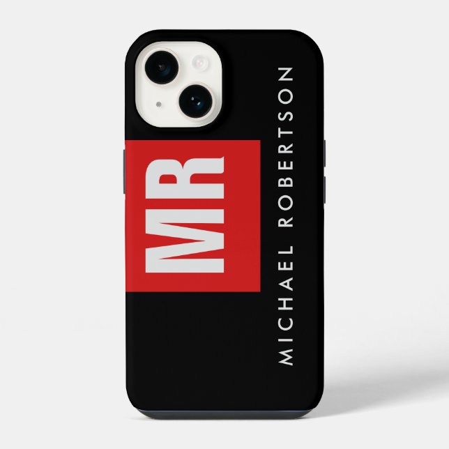 Coque iPhone Monogramme noir de qualité unique (Verso)