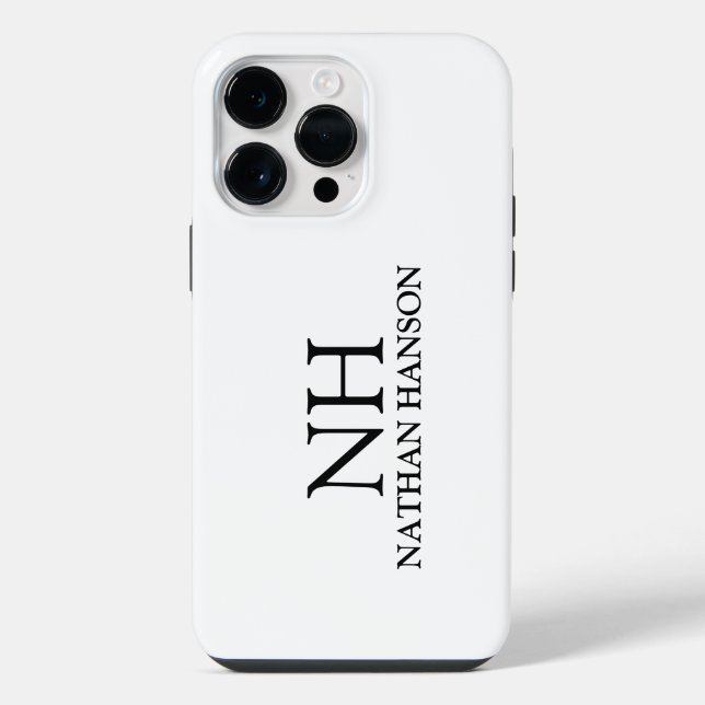 Coque iPhone Monogramme noir et blanc simple Moderne (Verso)