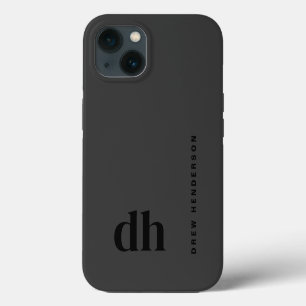 Etui iPhone 13 Monogramme noir minimaliste moderne
