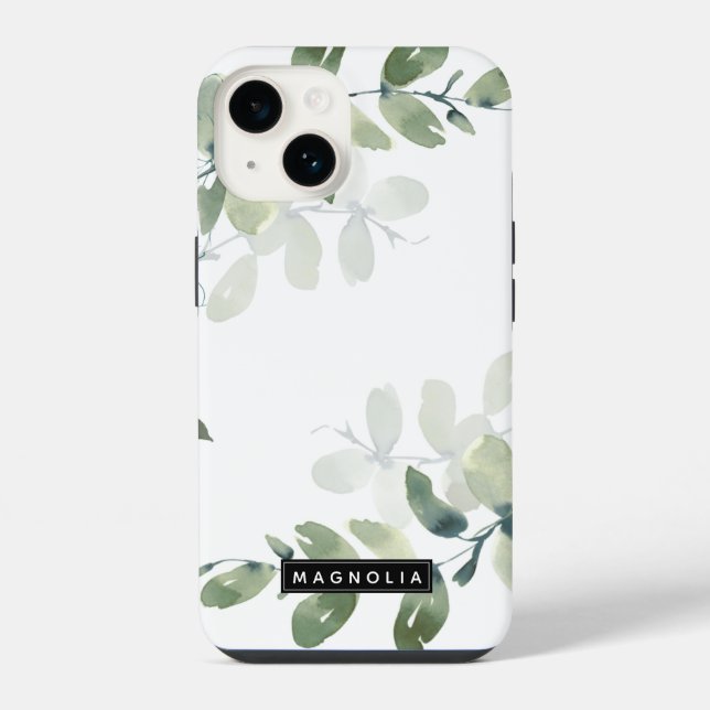 Coque iPhone Monogramme Nom Eucalyptus (Verso)