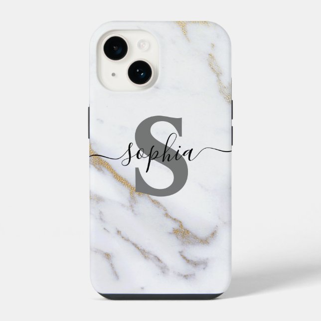 Coque iPhone  Monogramme Nom Initial Personnalisé (Verso)
